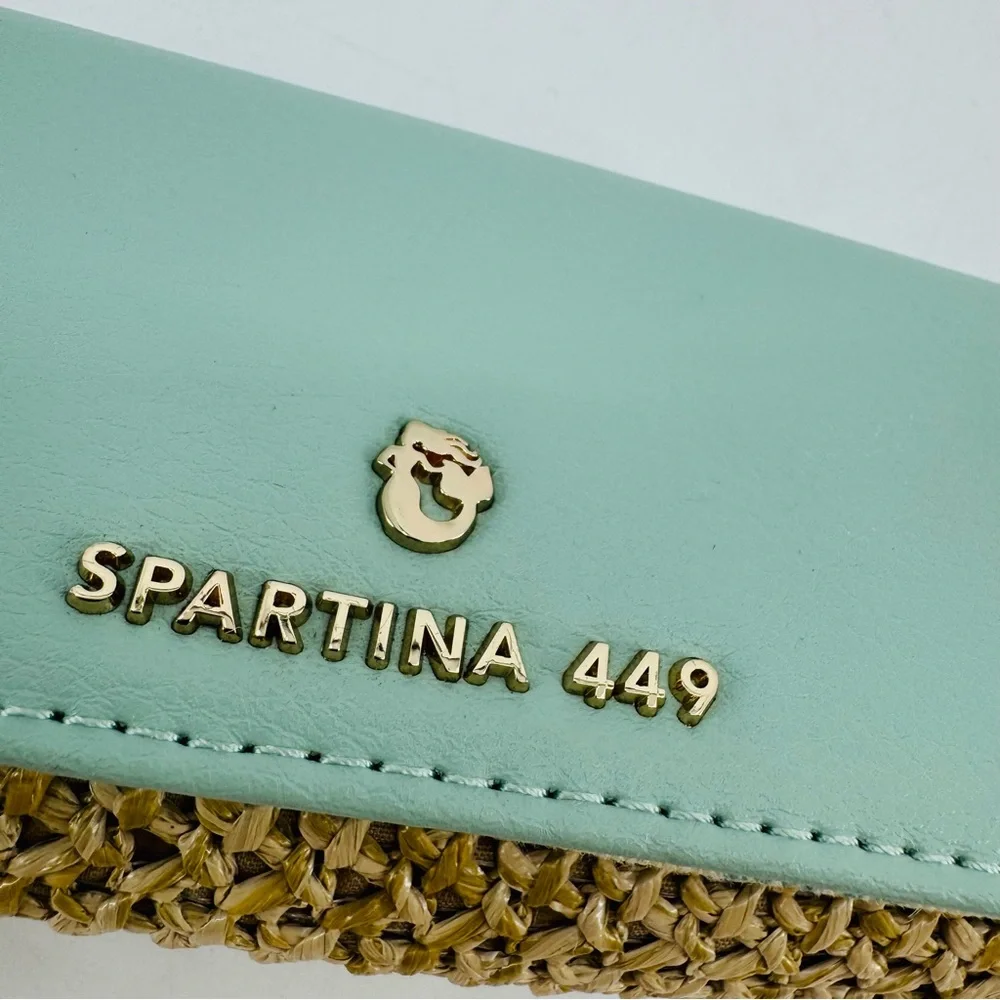 Spartina 449 Mint Leather Jute Mermaid Mirrored Cosmetic Case Keychain Tag Set